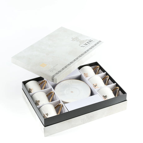 Otantic Naqsh 12pcs Porcelain Tea Set, 6pcs Cups 200ml + 6pcs Saucer, White/Gold, ET2950 - Al Kabayel Discount CentreOtantic Naqsh 12pcs Porcelain Tea Set, 6pcs Cups 200ml + 6pcs Saucer, White/Gold, ET2950Tea SetsOTANTIKAl Kabayel Discount Centre