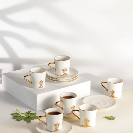 Otantic Naqsh 12pcs Porcelain Tea Set, 6pcs Cups 200ml + 6pcs Saucer, White/Gold, ET2950 - Al Kabayel Discount CentreOtantic Naqsh 12pcs Porcelain Tea Set, 6pcs Cups 200ml + 6pcs Saucer, White/Gold, ET2950Tea SetsOTANTIKAl Kabayel Discount Centre