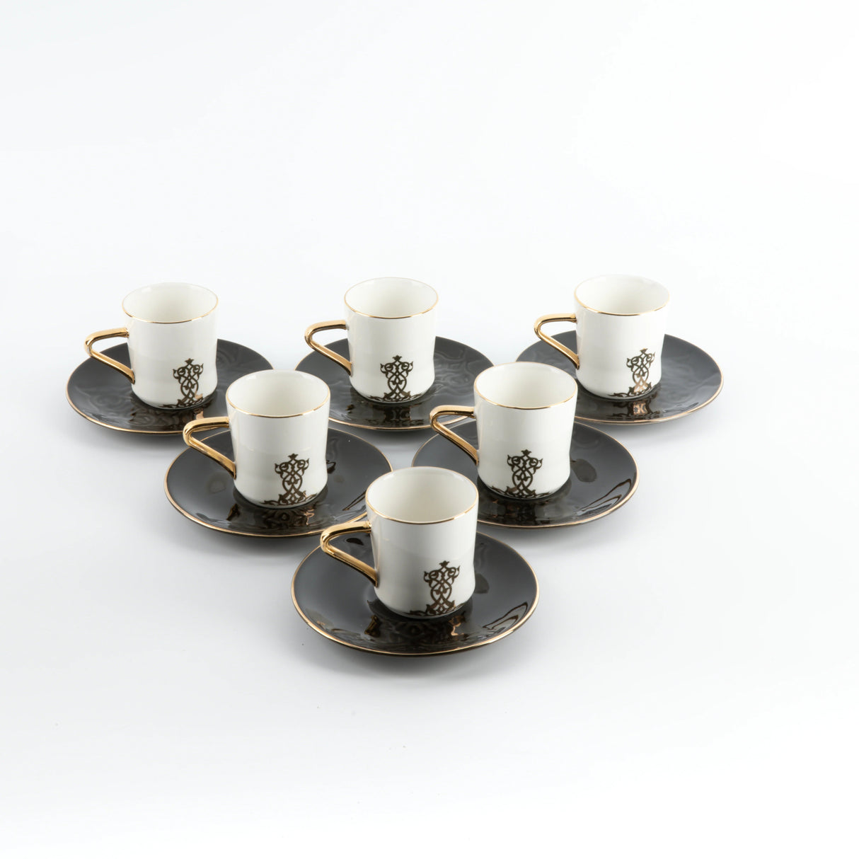 Otantic Naqsh 12pcs Porcelain Turkish Coffee Set, 6pcs Cups 80ml + 6pcs Saucer, Black/White/Gold, ET2949 - Al Kabayel Discount CentreOtantic Naqsh 12pcs Porcelain Turkish Coffee Set, 6pcs Cups 80ml + 6pcs Saucer, Black/White/Gold, ET2949Tea SetsOTANTIKAl Kabayel Discount Centre