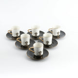 Otantic Naqsh 12pcs Porcelain Turkish Coffee Set, 6pcs Cups 80ml + 6pcs Saucer, Black/White/Gold, ET2949 - Al Kabayel Discount CentreOtantic Naqsh 12pcs Porcelain Turkish Coffee Set, 6pcs Cups 80ml + 6pcs Saucer, Black/White/Gold, ET2949Tea SetsOTANTIKAl Kabayel Discount Centre