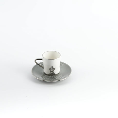 Otantic Naqsh 12pcs Porcelain Turkish Coffee Set, 6pcs Cups 80ml + 6pcs Saucer, Grey/White/Silver, ET2948 - Al Kabayel Discount CentreOtantic Naqsh 12pcs Porcelain Turkish Coffee Set, 6pcs Cups 80ml + 6pcs Saucer, Grey/White/Silver, ET2948Tea SetsOTANTIKAl Kabayel Discount Centre