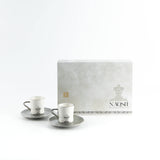 Otantic Naqsh 12pcs Porcelain Turkish Coffee Set, 6pcs Cups 80ml + 6pcs Saucer, Grey/White/Silver, ET2948 - Al Kabayel Discount CentreOtantic Naqsh 12pcs Porcelain Turkish Coffee Set, 6pcs Cups 80ml + 6pcs Saucer, Grey/White/Silver, ET2948Tea SetsOTANTIKAl Kabayel Discount Centre