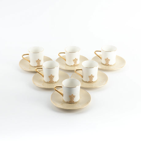 Otantic Naqsh 12pcs Porcelain Turkish Coffee Set, 6pcs Cups 80ml + 6pcs Saucer, Ivory/White/Gold, ET2947 - Al Kabayel Discount CentreOtantic Naqsh 12pcs Porcelain Turkish Coffee Set, 6pcs Cups 80ml + 6pcs Saucer, Ivory/White/Gold, ET2947Tea SetsOTANTIKAl Kabayel Discount Centre