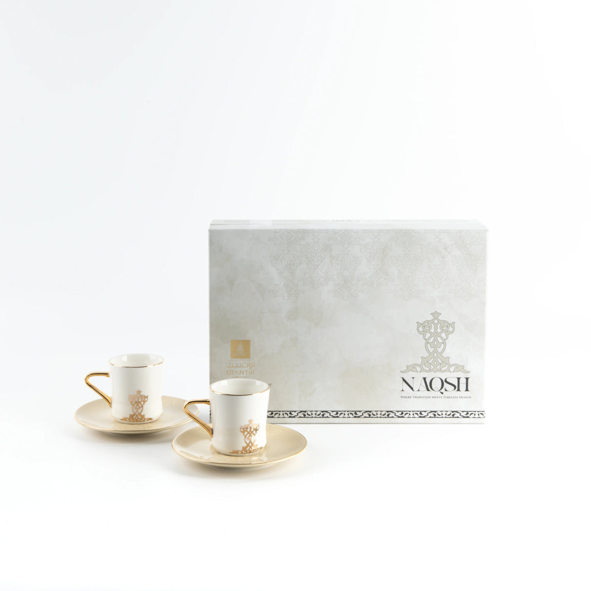 Otantic Naqsh 12pcs Porcelain Turkish Coffee Set, 6pcs Cups 80ml + 6pcs Saucer, Ivory/White/Gold, ET2947 - Al Kabayel Discount CentreOtantic Naqsh 12pcs Porcelain Turkish Coffee Set, 6pcs Cups 80ml + 6pcs Saucer, Ivory/White/Gold, ET2947Tea SetsOTANTIKAl Kabayel Discount Centre