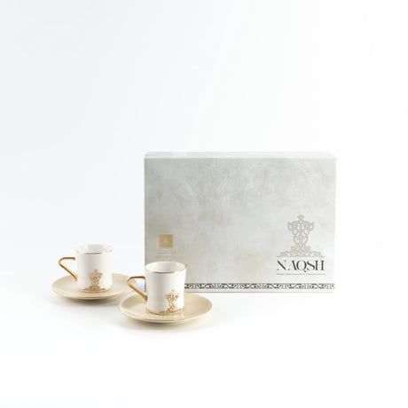 Otantic Naqsh 12pcs Porcelain Turkish Coffee Set, 6pcs Cups 80ml + 6pcs Saucer, Ivory/White/Gold, ET2947 - Al Kabayel Discount CentreOtantic Naqsh 12pcs Porcelain Turkish Coffee Set, 6pcs Cups 80ml + 6pcs Saucer, Ivory/White/Gold, ET2947Tea SetsOTANTIKAl Kabayel Discount Centre