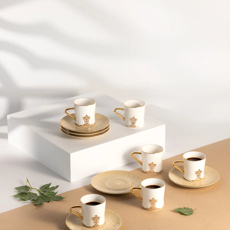 Otantic Naqsh 12pcs Porcelain Turkish Coffee Set, 6pcs Cups 80ml + 6pcs Saucer, Ivory/White/Gold, ET2947 - Al Kabayel Discount CentreOtantic Naqsh 12pcs Porcelain Turkish Coffee Set, 6pcs Cups 80ml + 6pcs Saucer, Ivory/White/Gold, ET2947Tea SetsOTANTIKAl Kabayel Discount Centre