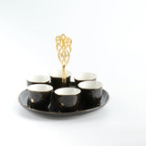 Otantic Naqsh 7pcs Porcelain Arabic Coffee Set, 6pcs Cups 80ml +1pc Standwith Handle, Black/Gold, ET2969 - Al Kabayel Discount CentreOtantic Naqsh 7pcs Porcelain Arabic Coffee Set, 6pcs Cups 80ml +1pc Standwith Handle, Black/Gold, ET2969Tea SetsOTANTIKAl Kabayel Discount Centre