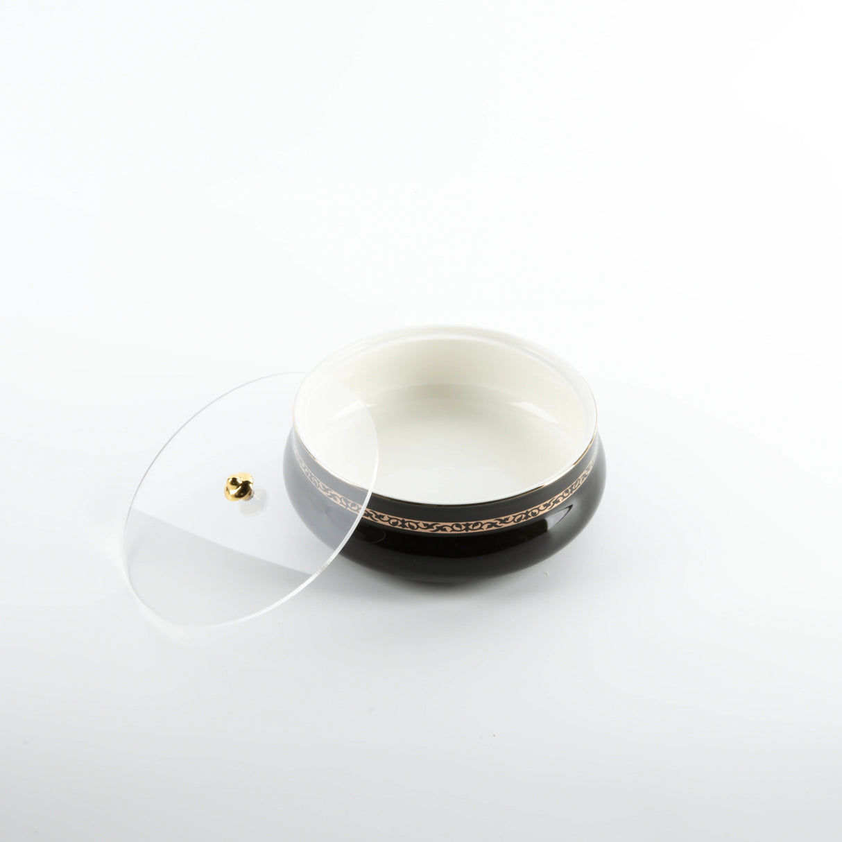Otantic Naqsh Ceramic Dates Bowl with Lid 17cm*6cm, Black/Gold - ET2979 - Al Kabayel Discount CentreOtantic Naqsh Ceramic Dates Bowl with Lid 17cm*6cm, Black/Gold - ET2979BowlsOTANTIKAl Kabayel Discount Centre