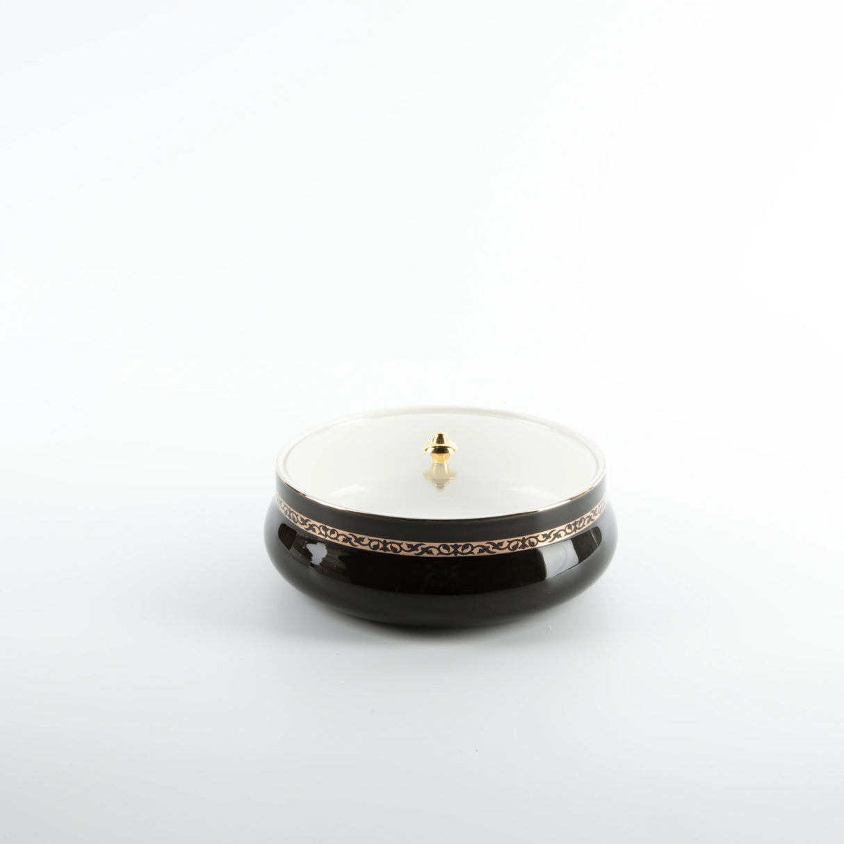 Otantic Naqsh Ceramic Dates Bowl with Lid 17cm*6cm, Black/Gold - ET2979 - Al Kabayel Discount CentreOtantic Naqsh Ceramic Dates Bowl with Lid 17cm*6cm, Black/Gold - ET2979BowlsOTANTIKAl Kabayel Discount Centre