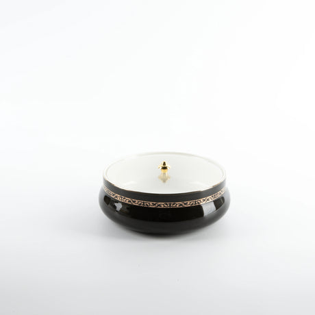 Otantic Naqsh Ceramic Dates Bowl with Lid 17cm*6cm, Black/Gold - ET2979 - Al Kabayel Discount CentreOtantic Naqsh Ceramic Dates Bowl with Lid 17cm*6cm, Black/Gold - ET2979BowlsOTANTIKAl Kabayel Discount Centre