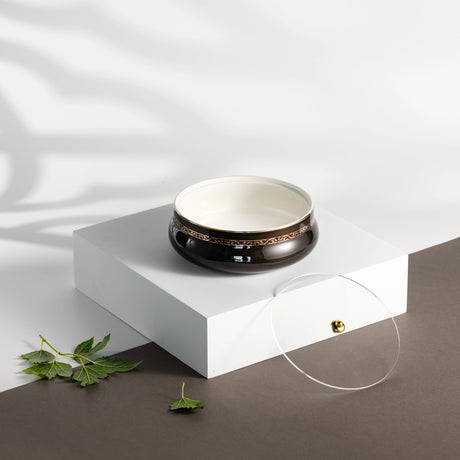 Otantic Naqsh Ceramic Dates Bowl with Lid 17cm*6cm, Black/Gold - ET2979 - Al Kabayel Discount CentreOtantic Naqsh Ceramic Dates Bowl with Lid 17cm*6cm, Black/Gold - ET2979BowlsOTANTIKAl Kabayel Discount Centre