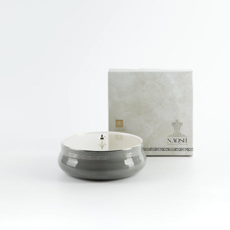 Otantic Naqsh Ceramic Dates Bowl with Lid 17cm*6cm, Grey/Silver - ET2978 - Al Kabayel Discount CentreOtantic Naqsh Ceramic Dates Bowl with Lid 17cm*6cm, Grey/Silver - ET2978BowlsOTANTIKAl Kabayel Discount Centre