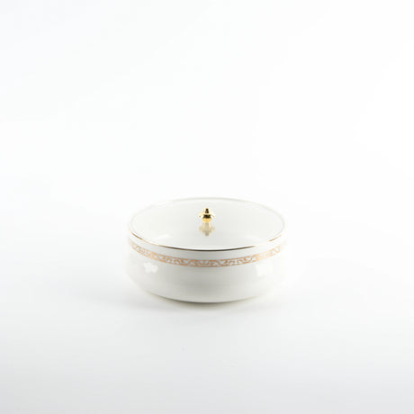 Otantic Naqsh Ceramic Dates Bowl with Lid 17cm*6cm, White/Gold - ET2975 - Al Kabayel Discount CentreOtantic Naqsh Ceramic Dates Bowl with Lid 17cm*6cm, White/Gold - ET2975BowlsOTANTIKAl Kabayel Discount Centre