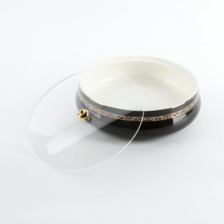 Otantic Naqsh Ceramic Dates Bowl with Lid 23.5cm*6.5cm, Black/Gold - ET2974 - Al Kabayel Discount CentreOtantic Naqsh Ceramic Dates Bowl with Lid 23.5cm*6.5cm, Black/Gold - ET2974BowlsOTANTIKAl Kabayel Discount Centre