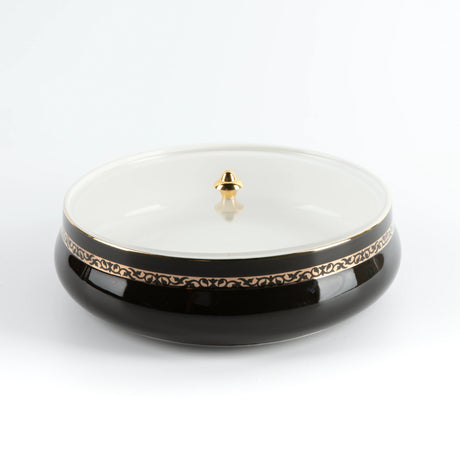 Otantic Naqsh Ceramic Dates Bowl with Lid 23.5cm*6.5cm, Black/Gold - ET2974 - Al Kabayel Discount CentreOtantic Naqsh Ceramic Dates Bowl with Lid 23.5cm*6.5cm, Black/Gold - ET2974BowlsOTANTIKAl Kabayel Discount Centre