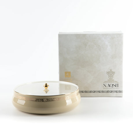 Otantic Naqsh Ceramic Dates Bowl with Lid 23.5cm*6.5cm, Ivory/Gold - ET2972 - Al Kabayel Discount CentreOtantic Naqsh Ceramic Dates Bowl with Lid 23.5cm*6.5cm, Ivory/Gold - ET2972BowlsOTANTIKAl Kabayel Discount Centre