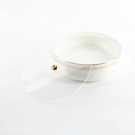 Otantic Naqsh Ceramic Dates Bowl with Lid 23.5cm*6.5cm, White/Gold - ET2970 - Al Kabayel Discount CentreOtantic Naqsh Ceramic Dates Bowl with Lid 23.5cm*6.5cm, White/Gold - ET2970BowlsOTANTIKAl Kabayel Discount Centre