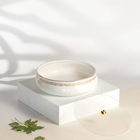 Otantic Naqsh Ceramic Dates Bowl with Lid 23.5cm*6.5cm, White/Gold - ET2970 - Al Kabayel Discount CentreOtantic Naqsh Ceramic Dates Bowl with Lid 23.5cm*6.5cm, White/Gold - ET2970BowlsOTANTIKAl Kabayel Discount Centre
