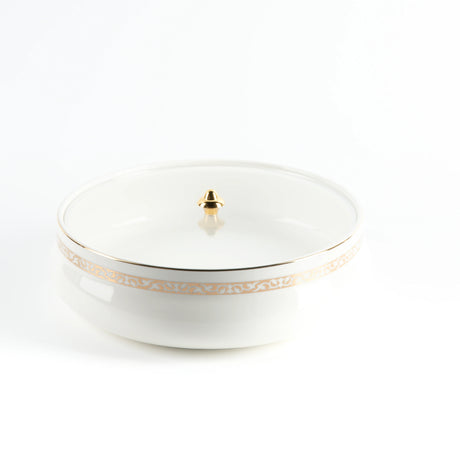 Otantic Naqsh Ceramic Dates Bowl with Lid 23.5cm*6.5cm, White/Gold - ET2970 - Al Kabayel Discount CentreOtantic Naqsh Ceramic Dates Bowl with Lid 23.5cm*6.5cm, White/Gold - ET2970BowlsOTANTIKAl Kabayel Discount Centre