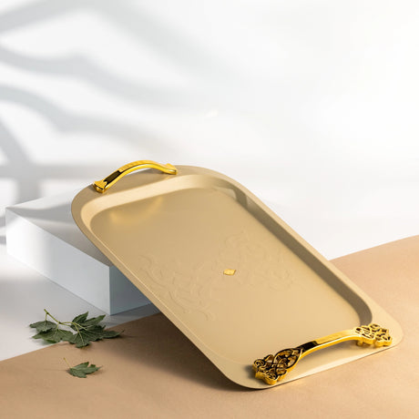 Otantic Naqsh Luxury Metal Serving Tray 52.7cm*32cm, Ivory/Gold - HJ1408 - Al Kabayel Discount CentreOtantic Naqsh Luxury Metal Serving Tray 52.7cm*32cm, Ivory/Gold - HJ1408Serving TraysOTANTIKAl Kabayel Discount Centre