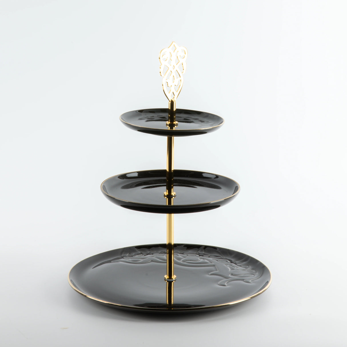 Otantic Naqsh Porcelain 3 - Tier Candy Tray 27cm*33cm, Black/Gold - ET2989 - Al Kabayel Discount CentreOtantic Naqsh Porcelain 3 - Tier Candy Tray 27cm*33cm, Black/Gold - ET2989Serving TraysOTANTIKAl Kabayel Discount Centre