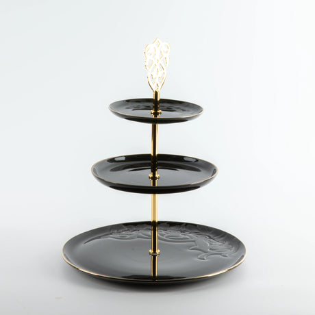 Otantic Naqsh Porcelain 3 - Tier Candy Tray 27cm*33cm, Black/Gold - ET2989 - Al Kabayel Discount CentreOtantic Naqsh Porcelain 3 - Tier Candy Tray 27cm*33cm, Black/Gold - ET2989Serving TraysOTANTIKAl Kabayel Discount Centre