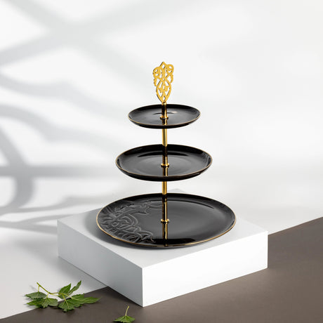 Otantic Naqsh Porcelain 3 - Tier Candy Tray 27cm*33cm, Black/Gold - ET2989 - Al Kabayel Discount CentreOtantic Naqsh Porcelain 3 - Tier Candy Tray 27cm*33cm, Black/Gold - ET2989Serving TraysOTANTIKAl Kabayel Discount Centre