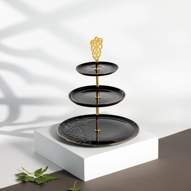 Otantic Naqsh Porcelain 3 - Tier Candy Tray 27cm*33cm, Black/Gold - ET2989 - Al Kabayel Discount CentreOtantic Naqsh Porcelain 3 - Tier Candy Tray 27cm*33cm, Black/Gold - ET2989Serving TraysOTANTIKAl Kabayel Discount Centre
