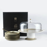 Otantik Asala Porcelain 9 - Piece Cake Serving Set - Olive and Gold - Al Kabayel Discount CentreOtantik Asala Porcelain 9 - Piece Cake Serving Set - Olive and GoldServing TraysOTANTIKAl Kabayel Discount Centre