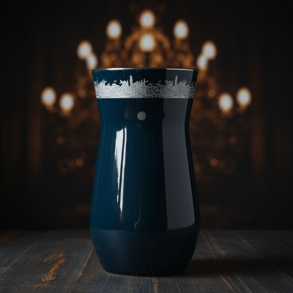 Otantik Atheer Ceramic Flower Vase — Navy Blue | Silver Arabic Calligraphy Edition - Al Kabayel Discount CentreOtantik Atheer Ceramic Flower Vase — Navy Blue | Silver Arabic Calligraphy EditionHome Décor AccentsOTANTIKAl Kabayel Discount Centre