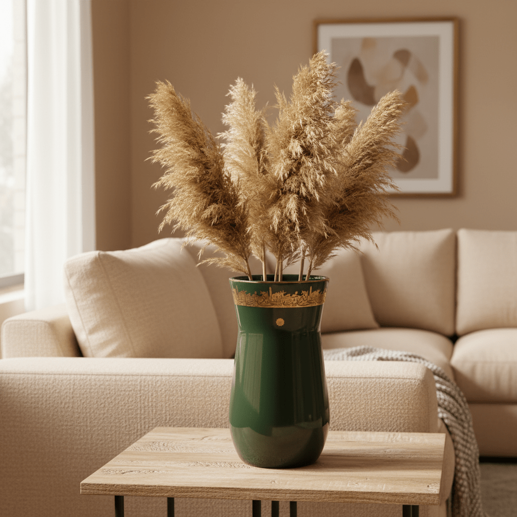Otantik Atheer | Green Ceramic Flower Vase with Gold Arabic Calligraphy | 20×10 cm - Al Kabayel Discount CentreOtantik Atheer | Green Ceramic Flower Vase with Gold Arabic Calligraphy | 20×10 cmHome Décor AccentsOTANTIKAl Kabayel Discount Centre
