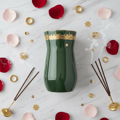 Otantik Atheer | Green Ceramic Flower Vase with Gold Arabic Calligraphy | 20×10 cm - Al Kabayel Discount CentreOtantik Atheer | Green Ceramic Flower Vase with Gold Arabic Calligraphy | 20×10 cmHome Décor AccentsOTANTIKAl Kabayel Discount Centre