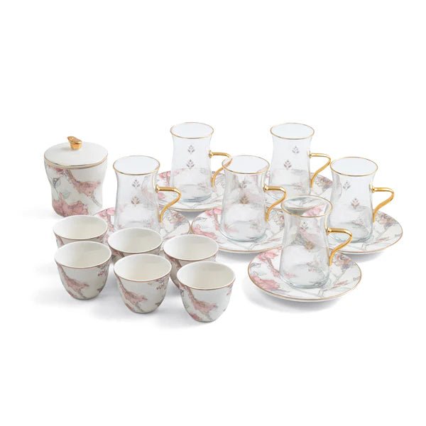 Otantik Khuzama ET3033 Royal 19 - Piece Tea & Cawa Set – Red & Gold Floral Porcelain & Glass - Al Kabayel Discount CentreOtantik Khuzama ET3033 Royal 19 - Piece Tea & Cawa Set – Red & Gold Floral Porcelain & GlassTea/Coffee PotsOTANTIKAl Kabayel Discount Centre
