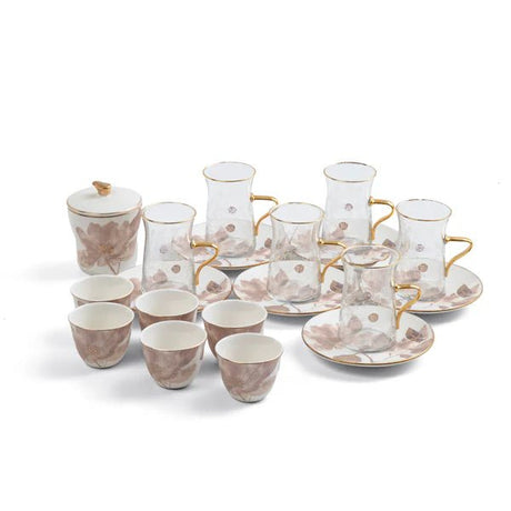 Otantik Marisella ET3000 Grand 19 - Piece Tea & Cawa Set – Red & Gold Floral Porcelain & Glass - Al Kabayel Discount CentreOtantik Marisella ET3000 Grand 19 - Piece Tea & Cawa Set – Red & Gold Floral Porcelain & GlassTea/Coffee PotsOTANTIKAl Kabayel Discount Centre