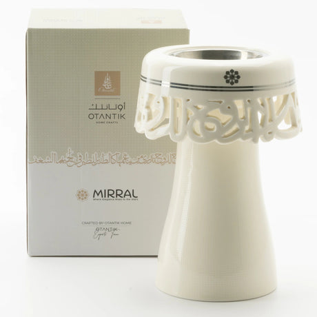 Otantik Mirral Decorative Porcelain Incense Burner – White with Silver Accent (11*17.5 cm) - Al Kabayel Discount CentreOtantik Mirral Decorative Porcelain Incense Burner – White with Silver Accent (11*17.5 cm)Porcelain Incense BurnerOTANTIKAl Kabayel Discount Centre