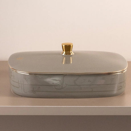 Otantik Mirral Elegant Large Porcelain Serving & Date Bowl – Grey with Gold Rim (11 Inch) - Al Kabayel Discount CentreOtantik Mirral Elegant Large Porcelain Serving & Date Bowl – Grey with Gold Rim (11 Inch)BowlsOTANTIKAl Kabayel Discount Centre