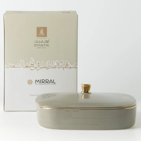 Otantik Mirral Elegant Large Porcelain Serving & Date Bowl – Grey with Gold Rim (11 Inch) - Al Kabayel Discount CentreOtantik Mirral Elegant Large Porcelain Serving & Date Bowl – Grey with Gold Rim (11 Inch)BowlsOTANTIKAl Kabayel Discount Centre