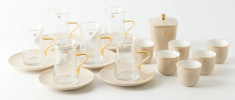 Otantik Mirral Luxury 19 - Piece Arabic Tea & Coffee Serving Set – Beige & Gold Porcelain Collection - Al Kabayel Discount CentreOtantik Mirral Luxury 19 - Piece Arabic Tea & Coffee Serving Set – Beige & Gold Porcelain CollectionTea SetsOTANTIKAl Kabayel Discount Centre