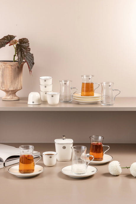 Otantik Mirral Luxury 19 - Piece Arabic Tea & Coffee Serving Set – White & Silver Porcelain Collection - Al Kabayel Discount CentreOtantik Mirral Luxury 19 - Piece Arabic Tea & Coffee Serving Set – White & Silver Porcelain CollectionTea SetsOTANTIKAl Kabayel Discount Centre