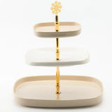 Otantik Mirral Luxury 3 - Tier Porcelain Dessert & Cake Stand – Beige with Gold Finish (30*32 cm) - Al Kabayel Discount CentreOtantik Mirral Luxury 3 - Tier Porcelain Dessert & Cake Stand – Beige with Gold Finish (30*32 cm)Serving TraysOTANTIKAl Kabayel Discount Centre