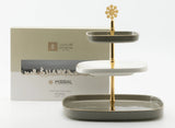 Otantik Mirral Luxury 3 - Tier Porcelain Dessert & Cake Stand – Grey with Gold Finish (30*32 cm) - Al Kabayel Discount CentreOtantik Mirral Luxury 3 - Tier Porcelain Dessert & Cake Stand – Grey with Gold Finish (30*32 cm)Serving TraysOTANTIKAl Kabayel Discount Centre