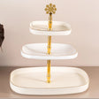 Otantik Mirral Luxury 3 - Tier Porcelain Dessert & Cake Stand – White with Gold Finish (30*32 cm) - Al Kabayel Discount CentreOtantik Mirral Luxury 3 - Tier Porcelain Dessert & Cake Stand – White with Gold Finish (30*32 cm)Serving TraysOTANTIKAl Kabayel Discount Centre