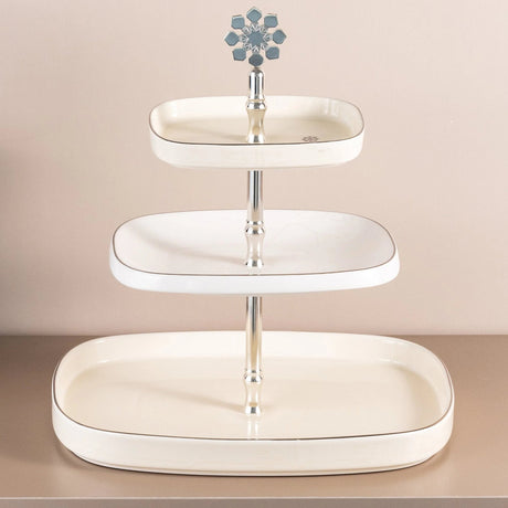 Otantik Mirral Luxury 3 - Tier Porcelain Dessert & Cake Stand – White with Silver Finish (30*32 cm) - Al Kabayel Discount CentreOtantik Mirral Luxury 3 - Tier Porcelain Dessert & Cake Stand – White with Silver Finish (30*32 cm)Serving TraysOTANTIKAl Kabayel Discount Centre