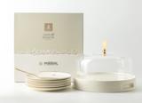 Otantik Mirral Premium 9 - Piece Porcelain Cake Serving Set with Acrylic Lid – White & Gold (7.5+10") - Al Kabayel Discount CentreOtantik Mirral Premium 9 - Piece Porcelain Cake Serving Set with Acrylic Lid – White & Gold (7.5+10")Serving TraysOTANTIKAl Kabayel Discount Centre