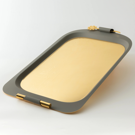 Otantik Mirral Premium Stainless Steel Serving Tray – Grey with Gold Detailing (53×31 cm) - Al Kabayel Discount CentreOtantik Mirral Premium Stainless Steel Serving Tray – Grey with Gold Detailing (53×31 cm)Serving TraysOTANTIKAl Kabayel Discount Centre