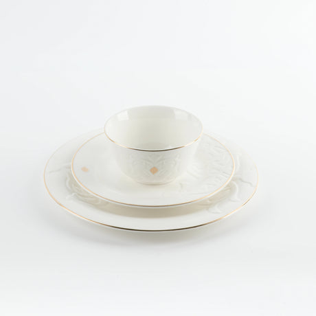 Otantik Naqsh 18pcs Porcelain Dinner Set Includes 10.5" Plate 6pcs+ 7.5" Plate 6pcs+4.75" Bowl 6pcs, White/Gold - ET2990 - Al Kabayel Discount CentreOtantik Naqsh 18pcs Porcelain Dinner Set Includes 10.5" Plate 6pcs+ 7.5" Plate 6pcs+4.75" Bowl 6pcs, White/Gold - ET2990Dinnerware SetsOTANTIKAl Kabayel Discount Centre