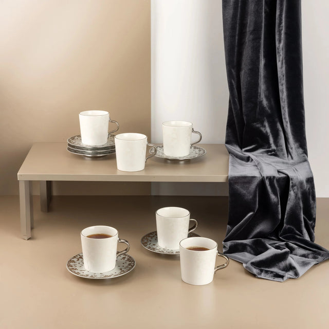 Otantik Nourhan 12 - Piece Porcelain Tea Set - Matte Silver 240CC - Al Kabayel Discount CentreOtantik Nourhan 12 - Piece Porcelain Tea Set - Matte Silver 240CCTea/Coffee SetsOTANTIKAl Kabayel Discount Centre