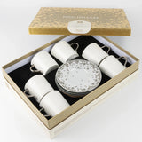Otantik Nourhan 12 - Piece Porcelain Tea Set - Matte Silver + Glossy Silver 240CC - Al Kabayel Discount CentreOtantik Nourhan 12 - Piece Porcelain Tea Set - Matte Silver + Glossy Silver 240CCTea/Coffee SetsOTANTIKAl Kabayel Discount Centre