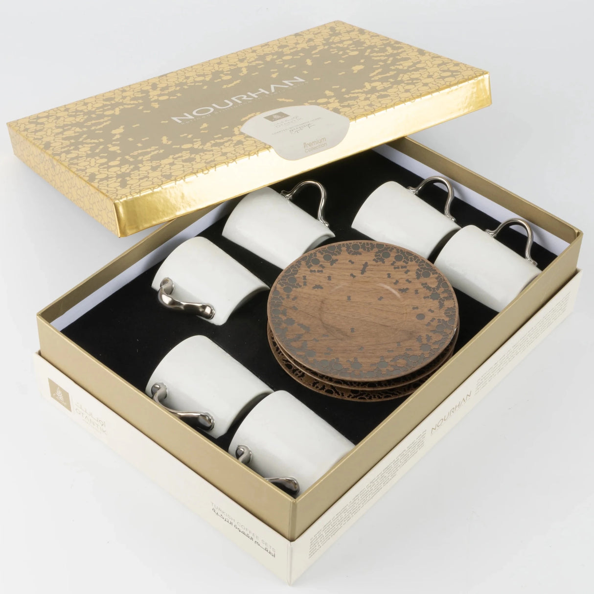 Otantik Nourhan 12 - Piece Porcelain Turkish Coffee Set - Glossy Black + Wood 115CC - Al Kabayel Discount CentreOtantik Nourhan 12 - Piece Porcelain Turkish Coffee Set - Glossy Black + Wood 115CCTea/Coffee SetsOTANTIKAl Kabayel Discount Centre