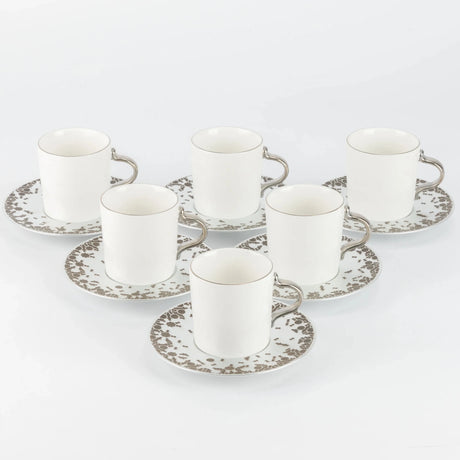 Otantik Nourhan 12 - Piece Porcelain Turkish Coffee Set - Matte Silver 115CC - Al Kabayel Discount CentreOtantik Nourhan 12 - Piece Porcelain Turkish Coffee Set - Matte Silver 115CCTea/Coffee SetsOTANTIKAl Kabayel Discount Centre